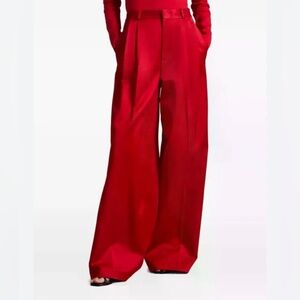 Steve Madden Red Pleated Satin Slacks - M